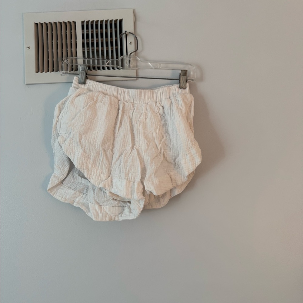 White Textured Shorts